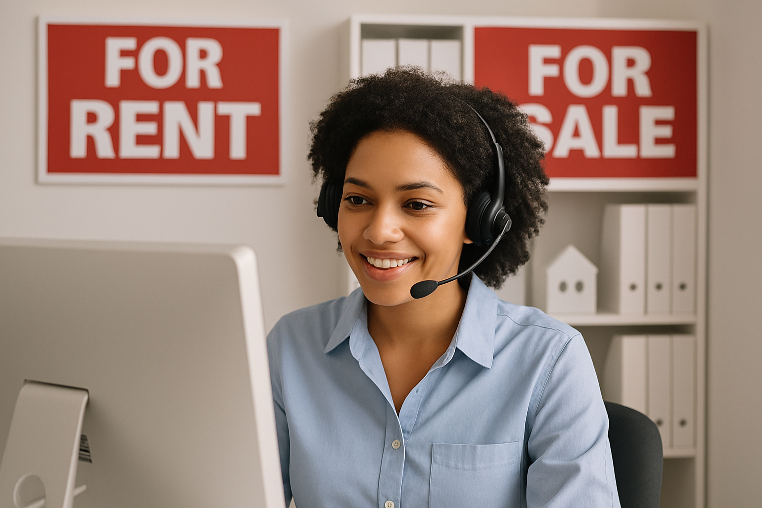 Customer service assisting with rental and sales inquiries